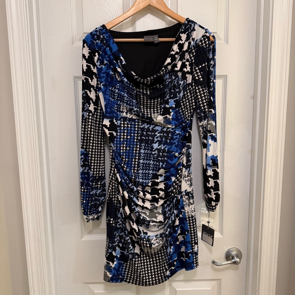 NWT Muse Houndstooth Split Sleeve Jersey Stretch … - image 2